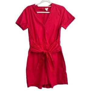 J. Crew Factory  Size 6 Red Short Romper with Waist Tie and Pockets